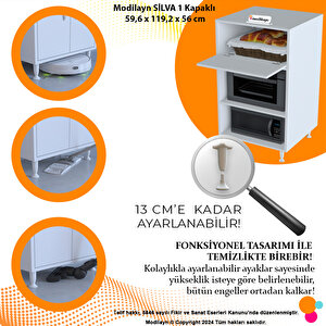 Modilayn Si̇lva 1 Kapaklı 59,6 X 119,2 X 56 Cm Büyük Fırınlar İçin 3 Derin Göz Bölmeli Ekmeklikli Mini Midi Mikrodalga Fırın Dolabı