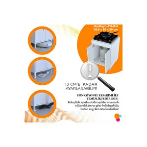Aymen 59,6 X 85 X 56 Cm Set Üstü Ocak Ve Çok Amaçlı Mutfak Dolabı