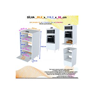 Silva 59,6 X 119,2 X 56 Cm Tek Kapaklı Ankastre Fırın Ve Mutfak Dolabı