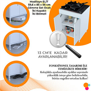 3m_8-501_b Modilayn ELİT 59,6 x 85 x 56 cm Gömme Set Ocak Altı 2 Kapaklı 2 Göz Raflı Hazır Mutfak Dolabı