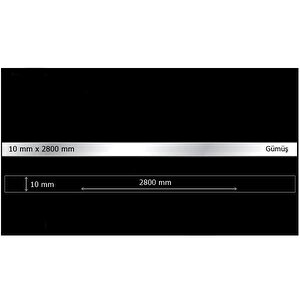10 Mm X 2800 Mm Gümüş Sibu Aynalı Pleksi Şerit Mobilya Süsü