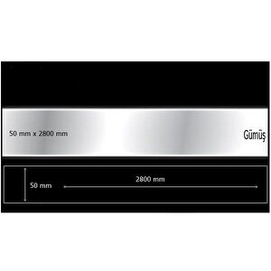 50 Mm X 2800 Mm Gümüş Sibu Aynalı Pleksi Şerit Mobilya Süsü