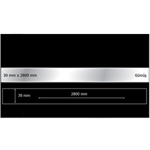 30 Mm X 2800 Mm Gümüş Sibu Aynalı Pleksi Şerit Mobilya Süsü