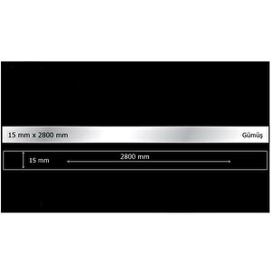 15 Mm X 2800 Mm Gümüş Sibu Aynalı Pleksi Şerit Mobilya Süsü