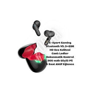 Warrior 5.3 Wirelles Gaming Oyuncu Kablosuz Bluetooth Kulaklık E-sport Earbuds 300 Mah Ledli V44