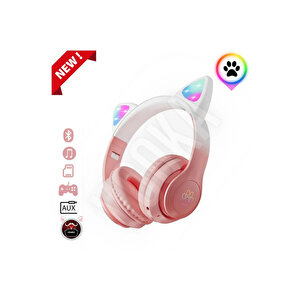 Toygo Kedi Kulaklık Detaylı Bluetooth Kablosuz Uyumlu Kulaklık Çocuk Oyuncu A Kalite