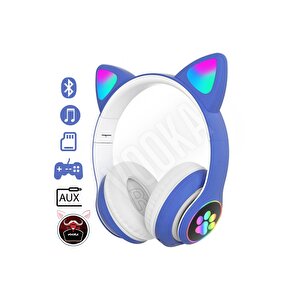 Vilya Bluetooth Wirelles Kedi Kulaklık Çocuk 5.0 Rgb Ledli Patili Kulaklık Renkli