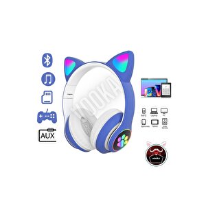 Toygo Kedi Kulaklık 5.0 Akıllı Rgb Led Detaylı Bluetooth Kablosuz Kulaklık Çocuk Oyuncu Yeni