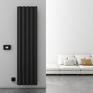 Boreas S Dikey Elektrikli Radyatör Modern Tasarım Siyah 180x46,2 Cm
