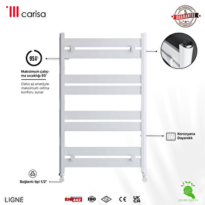 Carisa Ligne Yakıt Tasarruflu Alüminyum Premium Malzeme Havlupan 101,5x48 Cm Kumlu Beyaz