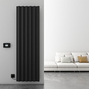 Boreas S Dikey Elektrikli Radyatör Modern Tasarım Siyah 180x55,5 Cm