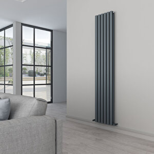 Tallis Double Aluminyum Radyatör 180x35cm Kumlu Açık Gri