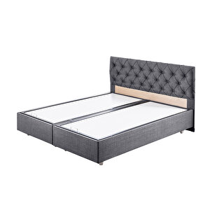 Eylül Çift Kişilik Baza Başlık İkili Set Gri 140x190 cm