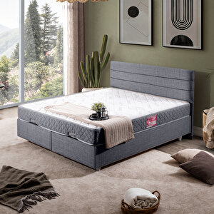Sofia Çift Kişilik Baza Başlık İkili Set Gri 140x190 cm
