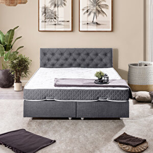 Eylül Çift Kişilik Baza Başlık İkili Set Gri 150x200 cm