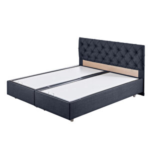 Eylül Çift Kişilik Baza Başlık Letto Yatak Seti Lacivert