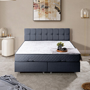 Berlin Çift Kişilik Baza Başlık İkili Set Lacivert 150x200 cm