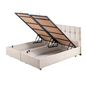 Berlin Çift Kişilik Baza Başlık Letto Yatak Seti Krem 160x200 cm