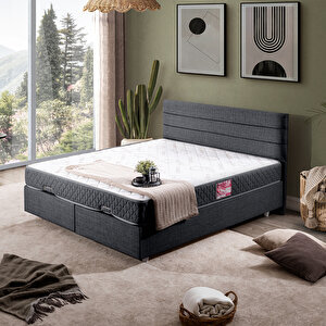 Sofia Çift Kişilik Baza Başlık Letto Yatak Seti Antrasit 150x200 cm