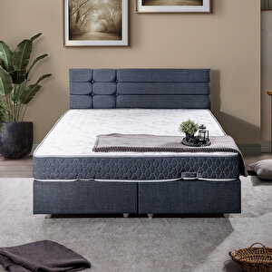 Viyana Çift Kişilik Baza Başlık İkili Set Lacivert 160x200 cm