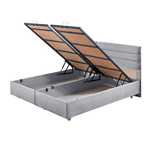 Viyana Çift Kişilik Baza Başlık İkili Set Açık Gri 140x190 cm