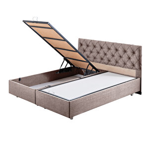Eylül Çift Kişilik Baza Başlık Letto Yatak Seti Kahve