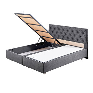 Eylül Çift Kişilik Baza Başlık Letto Yatak Seti Gri