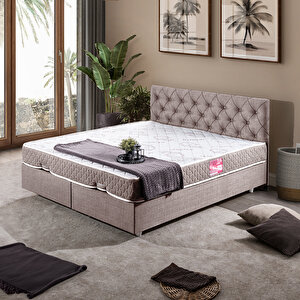 Eylül Çift Kişilik Baza Başlık Letto Yatak Seti Kahve 140x190 cm