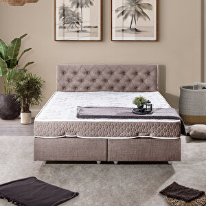 Eylül Çift Kişilik Baza Başlık Letto Yatak Seti Kahve 140x190 cm