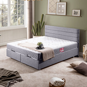 Sofia Çift Kişilik Baza Başlık Letto Yatak Seti Açık Gri 150x200 cm