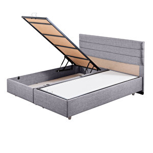 Sofia Çift Kişilik Baza Başlık Letto Yatak Seti Açık Gri 150x200 cm