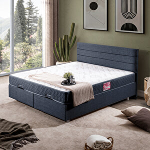 Sofia Çift Kişilik Baza Başlık Letto Yatak Seti Lacivert 180x200 cm