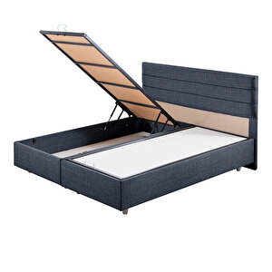 Sofia Çift Kişilik Baza Başlık Letto Yatak Seti Lacivert 180x200 cm
