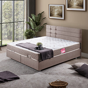 Viyana Çift Kişilik Baza Başlık Letto Yatak Seti Kahve 140x190 cm
