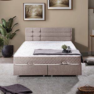 Viyana Çift Kişilik Baza Başlık Letto Yatak Seti Kahve 140x190 cm