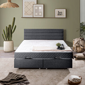 Sofia Çift Kişilik Baza Başlık İkili Set Antrasit 160x200 cm