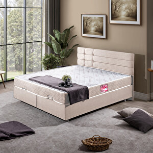 Viyana Çift Kişilik Baza Başlık İkili Set Krem 160x200 cm