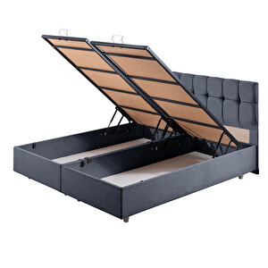 Berlin Çift Kişilik Baza Başlık Letto Yatak Seti Lacivert 140x190 cm