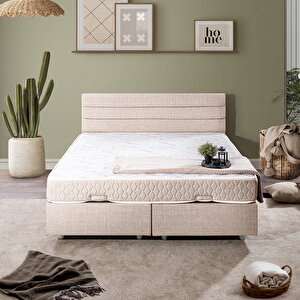 Sofia Çift Kişilik Baza Başlık İkili Set Krem 140x190 cm