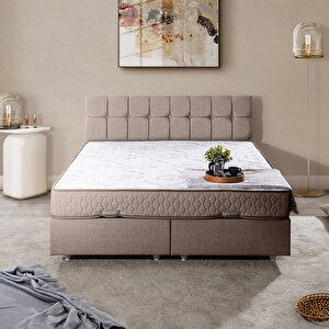 Berlin Çift Kişilik Baza Başlık Letto Yatak Seti Kahve 180x200 cm
