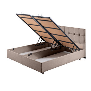 Berlin Çift Kişilik Baza Başlık Letto Yatak Seti Kahve 140x190 cm