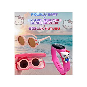 X77 Figürlü Dijital Dokunmatik Led Ekran Çocuk Saati +figürlü Gözlük (gözlük Kutusu Ile) Pudra Pembe