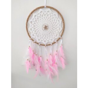Led Işıklı Düş Kapanı Dreamcatcher Renkli Kuş Tüyü Rüya Kapanı Duvar Süsü Elişi 9059