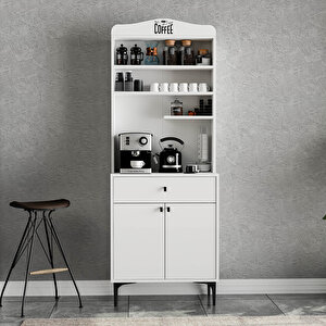 5200 Siesta 69 Cm Kahve Köşesi̇ Çok Amaçli Dolap 2 Kapakli 1 Çekmeceli̇ Ki̇ler Mutfak Dolabi Beyaz