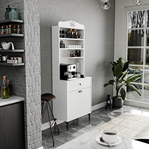 5200 Siesta 69 Cm Kahve Köşesi̇ Çok Amaçli Dolap 2 Kapakli 1 Çekmeceli̇ Ki̇ler Mutfak Dolabi Beyaz