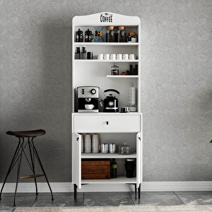 5200 Siesta 69 Cm Kahve Köşesi̇ Çok Amaçli Dolap 2 Kapakli 1 Çekmeceli̇ Ki̇ler Mutfak Dolabi Beyaz