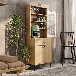 5202 Siesta 69 Cm Kahve Köşesi̇ Çok Amaçli Dolap 2 Kapakli 1 Çekmeceli̇ Ki̇ler Mutfak Dolabi Sepet