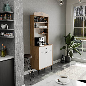 5204 Siesta 69 Cm Kahve Köşesi̇ Çok Amaçli Dolap 2 Kapakli 1 Çekmeceli̇ Ki̇ler Mutfak Dolabi Sepet - Beyaz