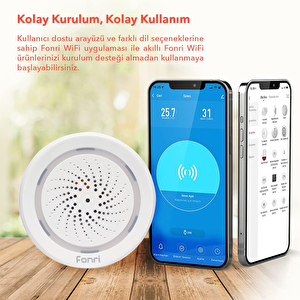Fonri Akıllı İç Ortam Siren / Isı Nem Ölçer, Wifi, Google Asistan Ve Tuya, Uzaktan Kontrol Wf3-al1-0401-01