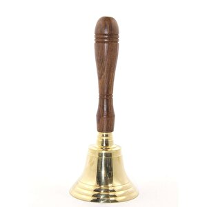 Ahşap Sapli El Çanı, Pi̇ri̇nç, Altın, 21x8